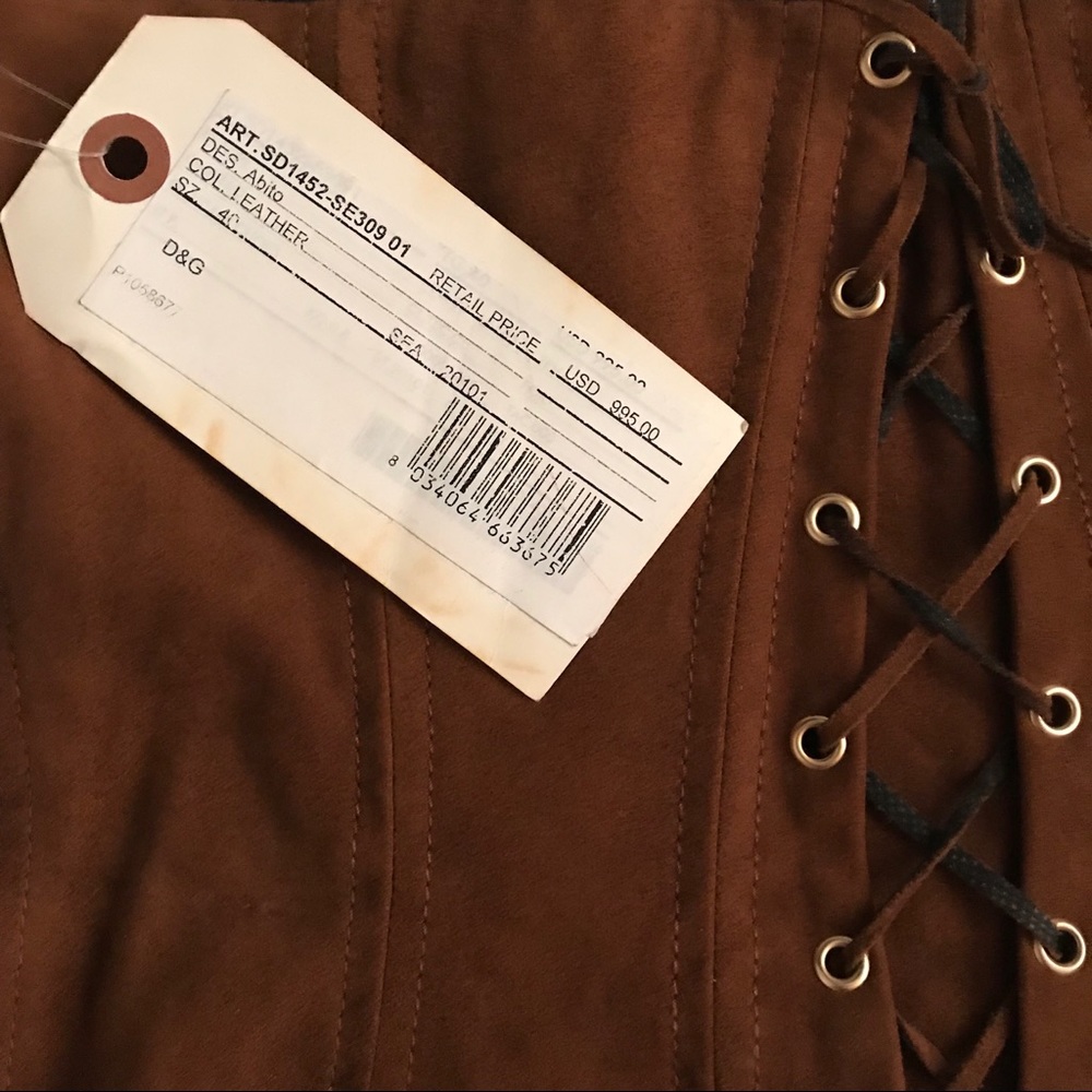 New Dolce & Gabanna strapless leather suede dress - Picture 5 of 7